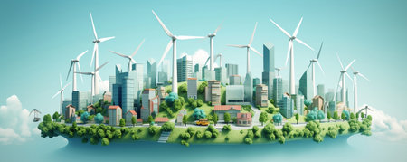 Earth power environmental eco nature green energy environment tree city ecologicalの素材