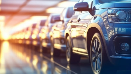 Transportation automotive auto traffic business cars vehicle automobile row driveの素材