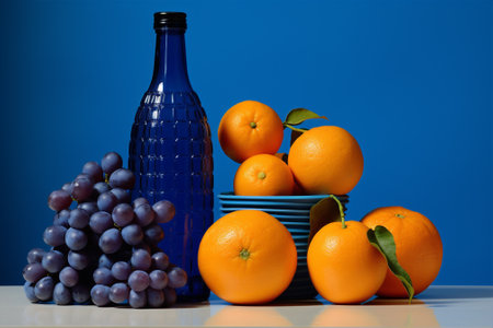 Wine grapes alcohol vine blue vintage drink bottle cellar orange groupの素材