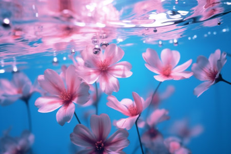 Pink flora water bright summer flower nature plant beauty blossom spring fieldの素材