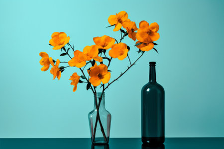 Beauty plant blossom yellow flowers floral nature vase decor background orangeの素材