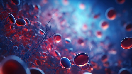 Blood microscope macro microbiology biology illustration science medicine cell red disease health nucleusの素材