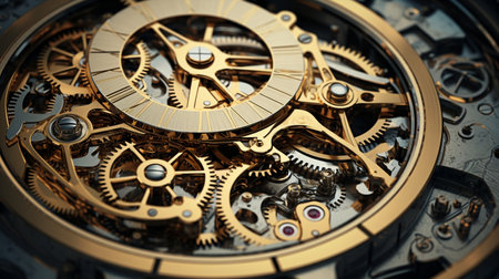 Metallic technology mechanical macro watch time clockwork old gear clockの素材