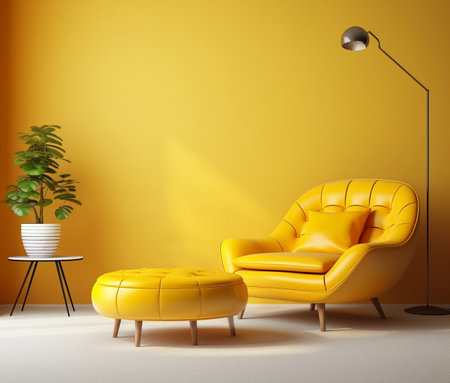 Interior design living floor armchair wall house modern furniture decorative home style roomの素材