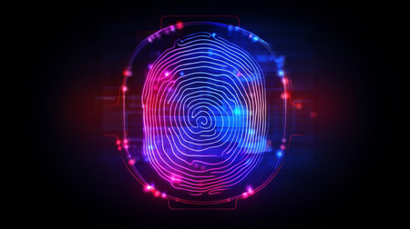 Digital safety secure computer scanner system concept finger fingerprint identification identity technologyの素材