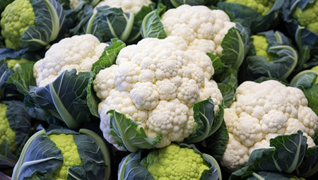 Market organic food fresh healthy freshness agriculture vegetables vegetarian cauliflower cabbageの素材