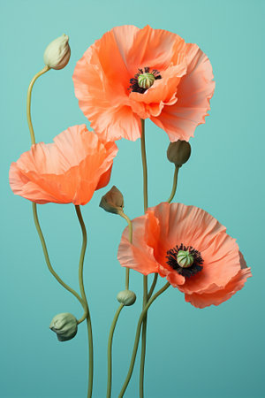 Close spring flowers flora nature red up leaf blossom plant poppy floral summerの素材