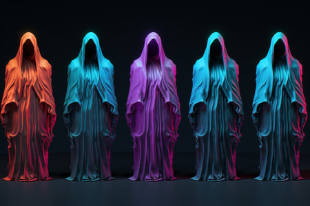 Ghost neon horror halloweenの素材