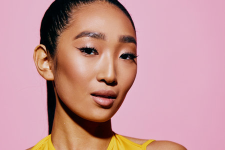 Fashion woman portrait yellow beauty trendy
