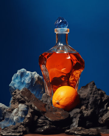 Perfume black drink bottle transparent scent cosmetic alcohol rock background glassの素材