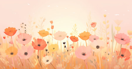 Pink flower floral countryside gardening field summer sunny plant spring nature backgroundの素材