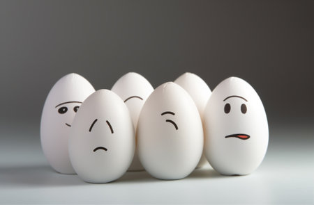 Breakfast funny egg holiday fresh background food fun face emotion easter chickenの素材