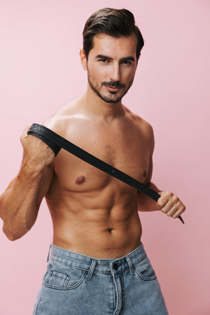 Man torso muscular sexy background muscle naked body sportの写真素材