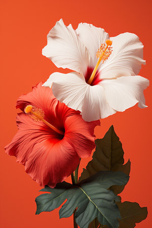 Flower chinese plant botany blossom tropical nature hawaii isolated rose redの素材