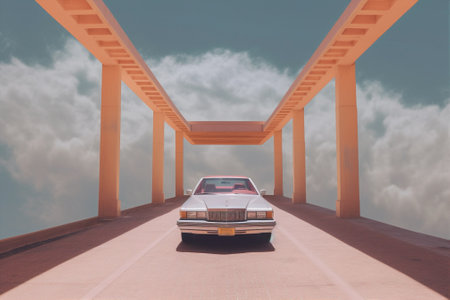 car motion traffic driving street highway night speed city road. Generative AI.の素材