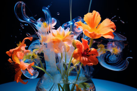 Flowers floral blossom petal nature vase fresh plant beauty bouquet blueの素材