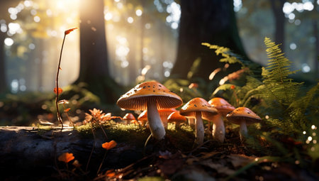 Autumn plant poison agaric fungus red nature season mushroom forestの素材