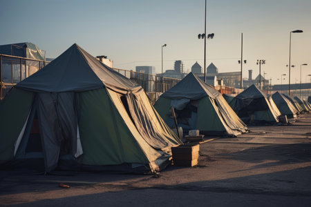 People refugee unhealthy help city helpless poverty camp homeless homelessness tentの素材