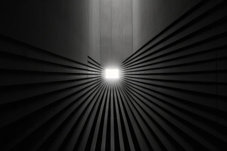 Room illustration black dark design corridor architecture abstract light background empty whiteの素材