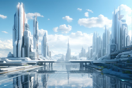 City architecture fiction fantasy future futuristicの素材