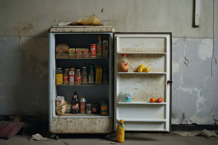 White kitchen drink fresh fruit food healthy refrigerator home juice openの素材