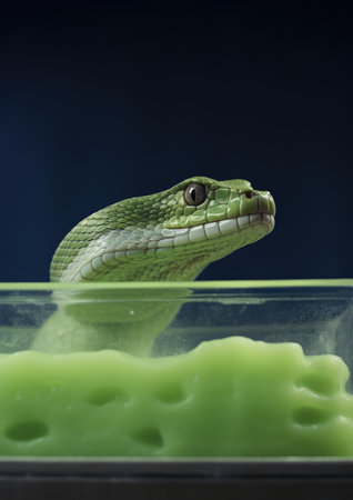 Nature green venom eye animal dangerous wildlife viper snake reptileの素材