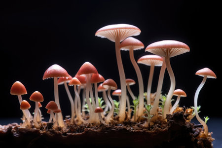 Macro nature mushroom forest fungi fungus season autumn closeup moss greenの素材