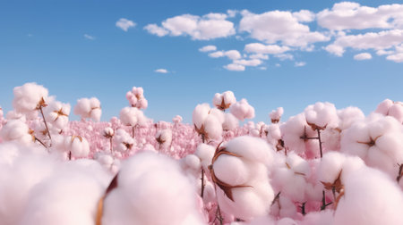 Environment plant cotton field farming ripe bud agriculture flower sky nature growth whiteの素材