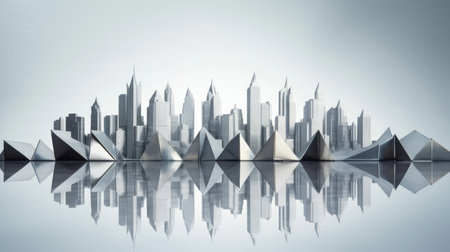 Business urban skyline modern skyscraper building city tower reflection background architecture cityscapeの素材