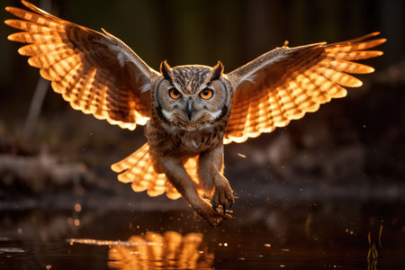 Wild forest flight prey european owl nature hunter predator beak animal bird wildlifeの素材