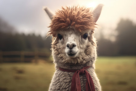 White mammal cute head animal portrait alpaca llama face nature furの素材