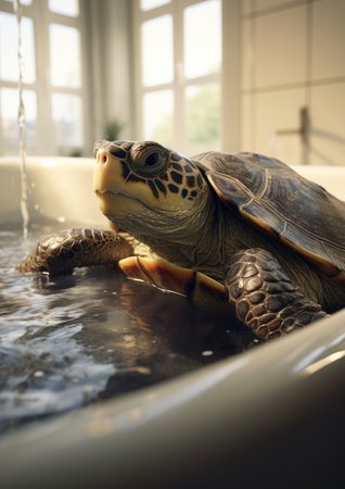 Reptile tropical wildlife water nature shell tortoise green underwater turtle sea animalの素材