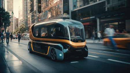 Transportation smart bus electricity automobile future automotive car technology vehicle autonomous autoの素材
