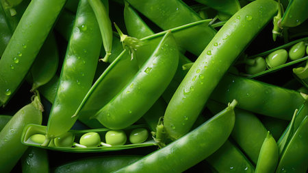 Closeup organic raw peas food healthy pod vegetarian freshness green fresh vegetable backgroundの素材