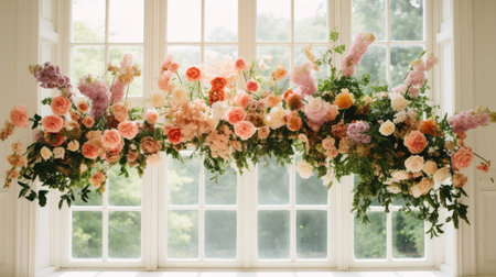 Flowers floral arrangement decorative wedding beauty romantic celebration rose white bouquetの素材