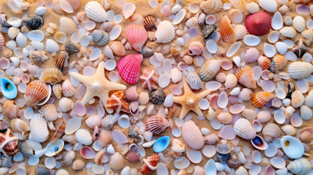 Summer texture seashell travel shell coast beach sand ocean nature background seaの素材