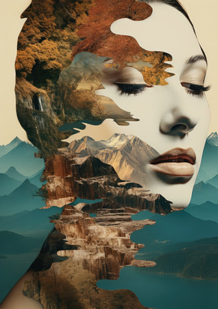 Woman creative young caucasian person lady fashion face model portrait abstract female beautyの素材