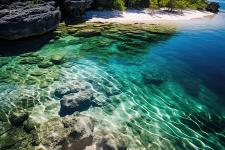 Summer tourism water landscape outdoor rock nature green blue travel beautyの素材