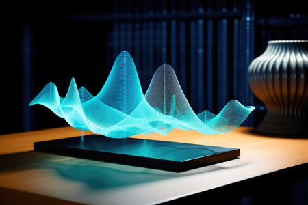 Network wave futuristic digital big design background tech abstract grid technology concept science illustrationの素材