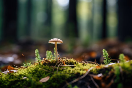 Forest fungi green fungus mushroom macro plant cap wild closeup seasonal nature autumnの素材