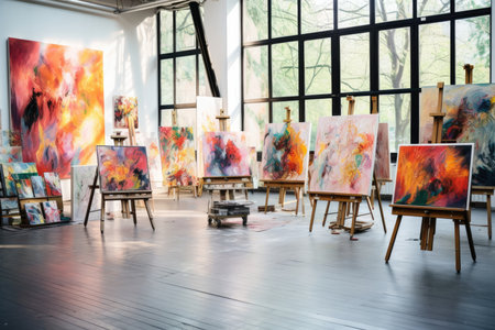 Art painting hobby creativity draw bright palette craft paintbrush background artist colorsの素材