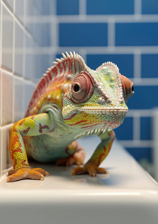Tropical wild closeup iguana reptile lizard wildlife pet animals green nature dragon chameleonの素材