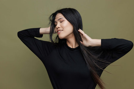 Hair woman portrait beautiful cosmetic glamour fashion beauty japanese model asianの写真素材