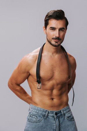 Body man sexy muscular torso sport naked background muscleの写真素材