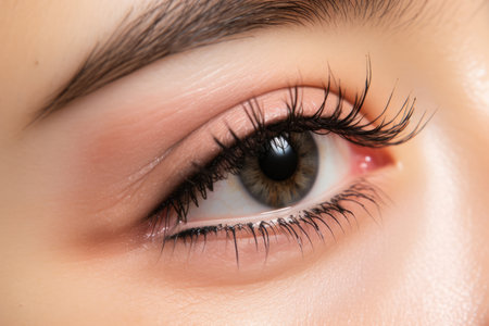 Woman model attractive closeup skin eye eyebrow young female beauty faceの素材