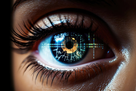 Technology future concept human vision iris digital scan biometric futuristic eyeの素材