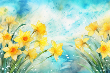 Plant floral spring background summer yellow blossom green flowers nature beautyの素材