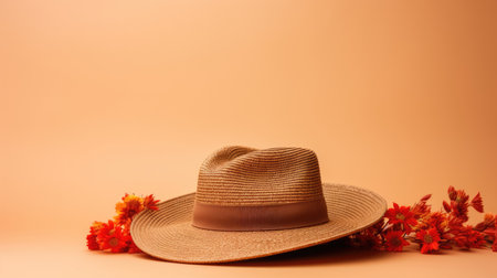 Holiday beach accessory sun hat summer background clothes style protection straw fashion vacation whiteの素材