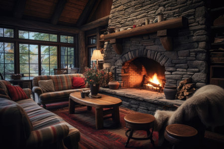 Architecture home fireplace house beautiful decor wood room traditional interior furniture fire designの素材