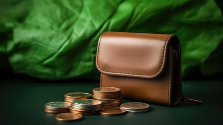 Financial background money wallet currency banking coins save finance wealth concept cash businessの素材